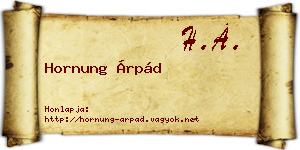 Hornung Árpád névjegykártya